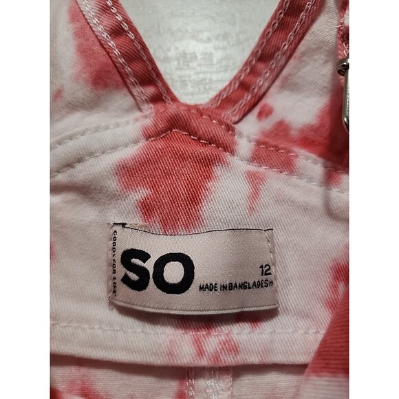 So Girls Tie Dye 4th of July Short Overalls Sz 12 Red White Blue Patriotic NEW - Picture 7 of 7